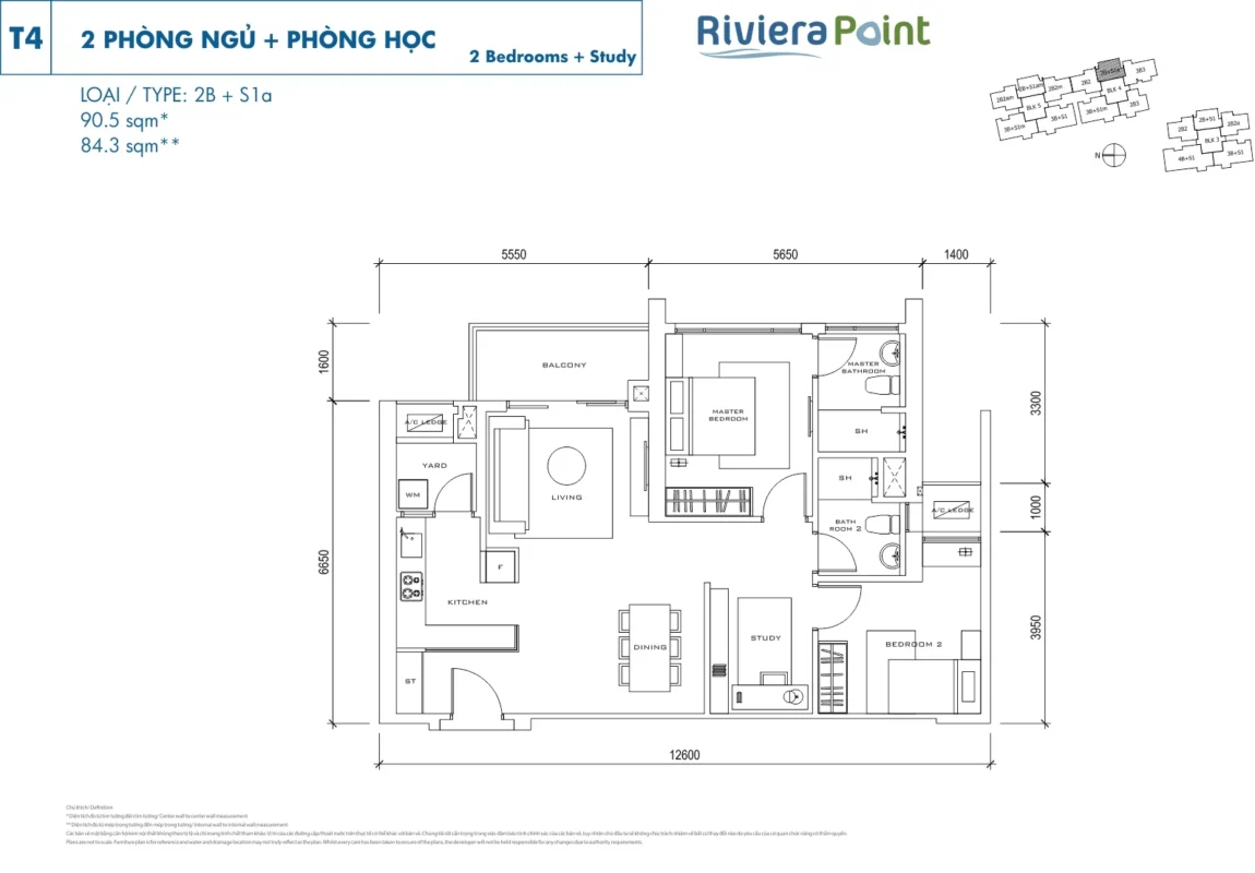 Mặt Bằng The View Riviera Point – Layout T6, T7, T8 Chi Tiết 4 Thiết kế 2 Phòng ngủ tòa The View - Riviera Point Quận 7