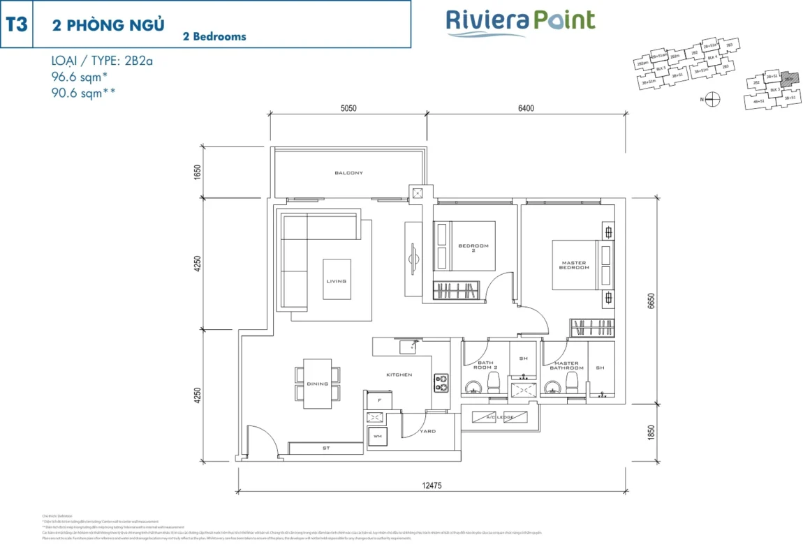 Mặt Bằng The View Riviera Point – Layout T6, T7, T8 Chi Tiết 7 Thiết kế 2 Phòng ngủ tòa The View - Riviera Point Quận 7