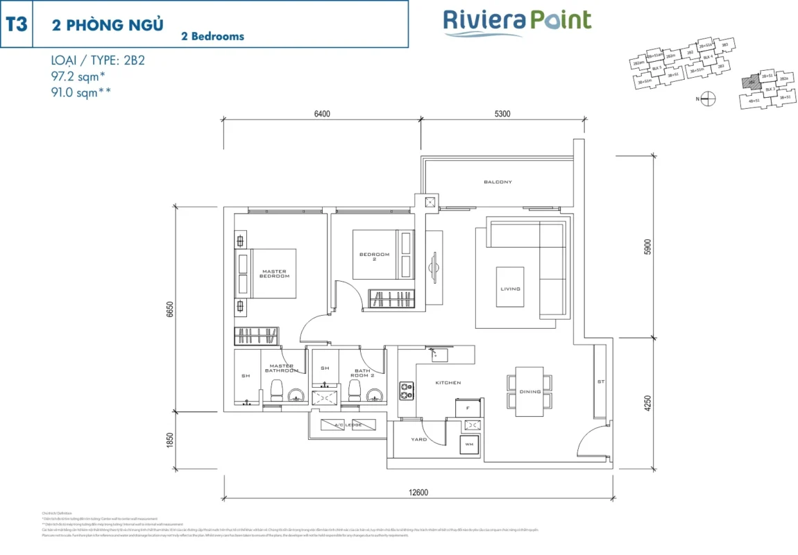 Mặt Bằng The View Riviera Point – Layout T6, T7, T8 Chi Tiết 8 Thiết kế 2 Phòng ngủ tòa The View - Riviera Point Quận 7