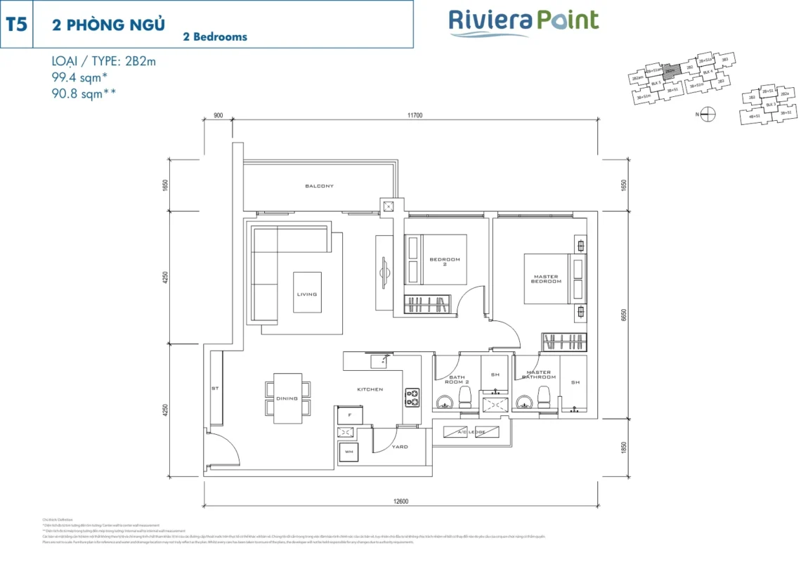 Mặt Bằng The View Riviera Point – Layout T6, T7, T8 Chi Tiết 10 Thiết kế 2 Phòng ngủ tòa The View - Riviera Point Quận 7