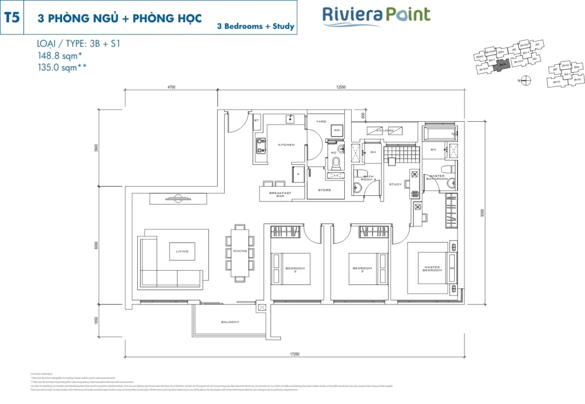 Mặt Bằng The View Riviera Point – Layout T6, T7, T8 Chi Tiết 16 Thiết kế 3 Phòng ngủ tòa The View - Riviera Point Quận 7