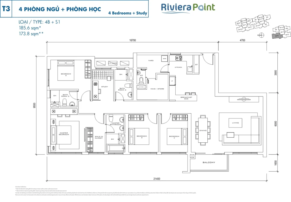 Mặt Bằng The View Riviera Point – Layout T6, T7, T8 Chi Tiết 17 Thiết kế 4 Phòng ngủ tòa The View - Riviera Point Quận 7