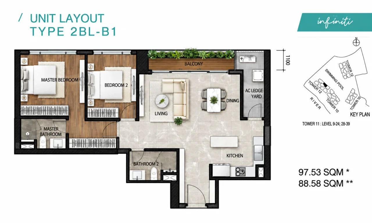Mặt Bằng The Infiniti Riviera Point Quận 7 – Layout T9, T10, T11, T12 24 Kiểu nhà Tháp T11 Infiniti Quận 7